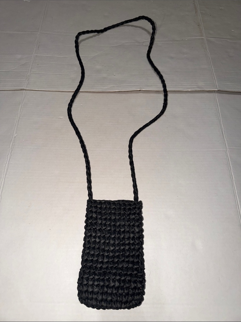 Black/Grey Handwoven Crossbody Phone Pouch